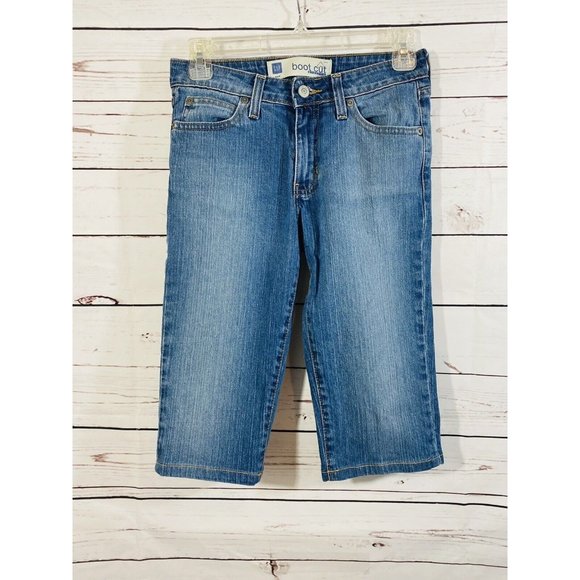 Gap Bootcut Womens Blue Jean Shorts Sz 1 Long Denim Ladies Capris 14” Inseam - Picture 3 of 6